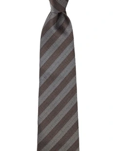 Awning Stripe Silk Tie In Taupe