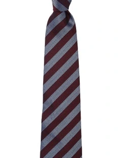 Awning Stripe Silk Tie in Wine