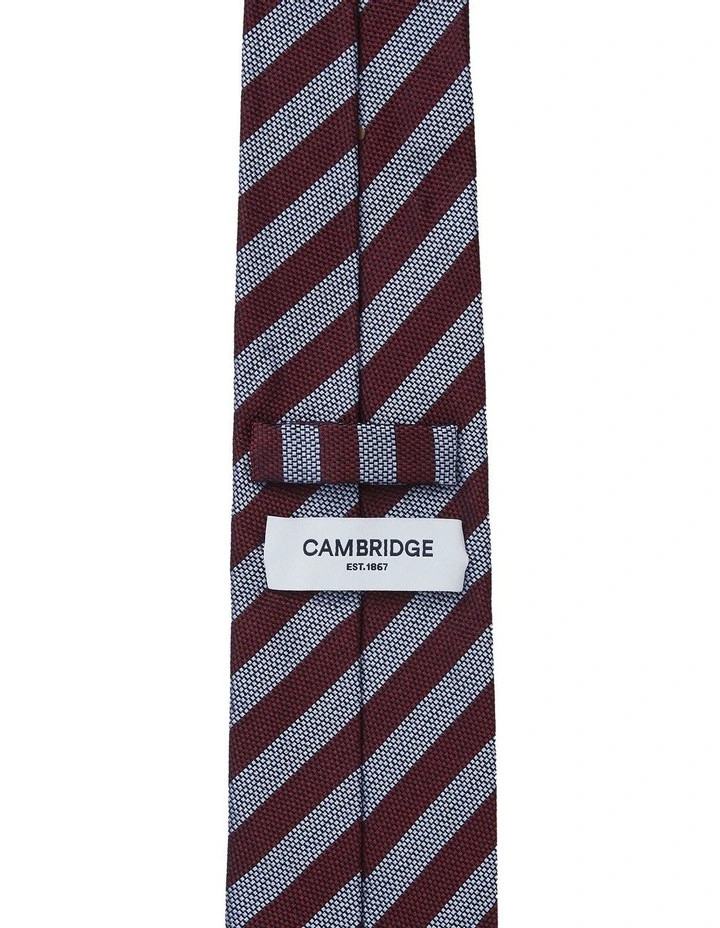 Awning Stripe Silk Tie in Wine image 2