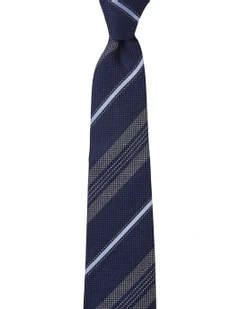 Multi Stripe Silk Tie In Grey