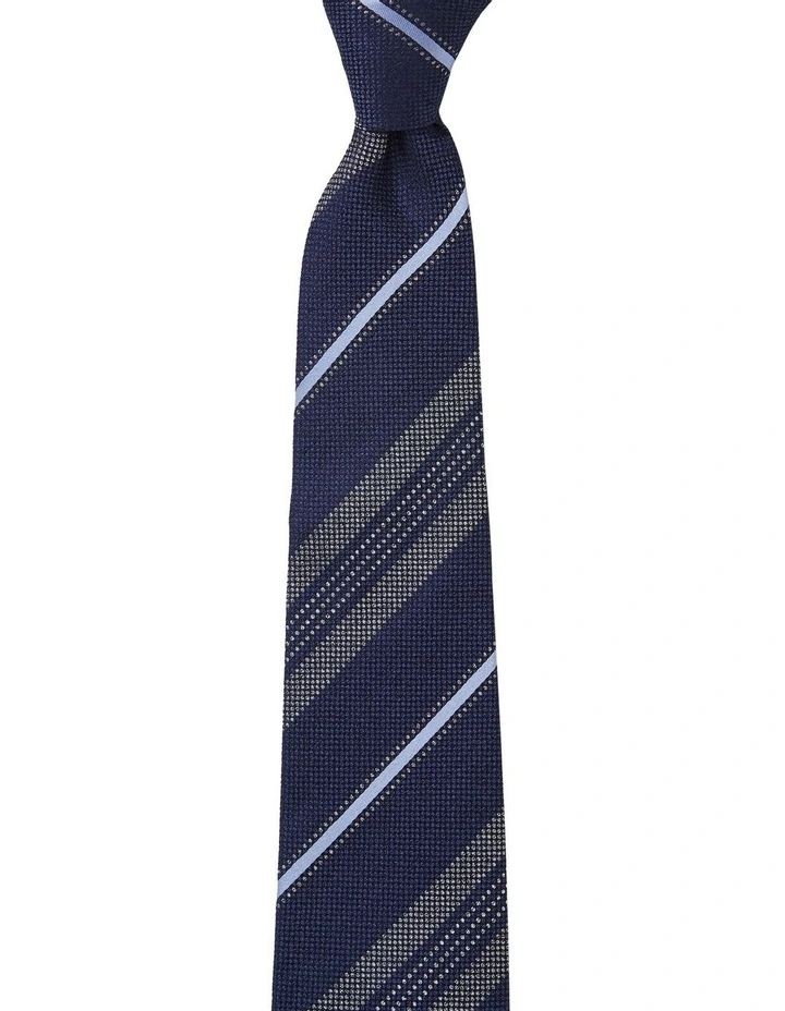 Multi Stripe Silk Tie In Grey image 1