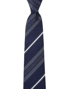 Multi Stripe Silk Tie In White
