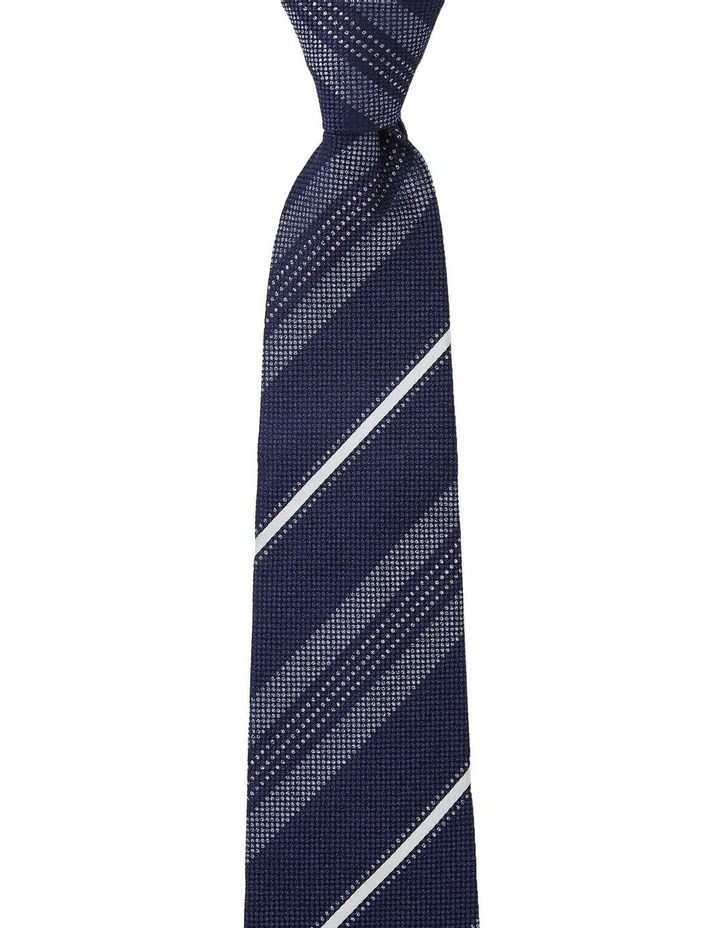 Multi Stripe Silk Tie In White image 1