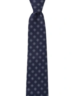 Neat Foulard Silk Tie in Blue