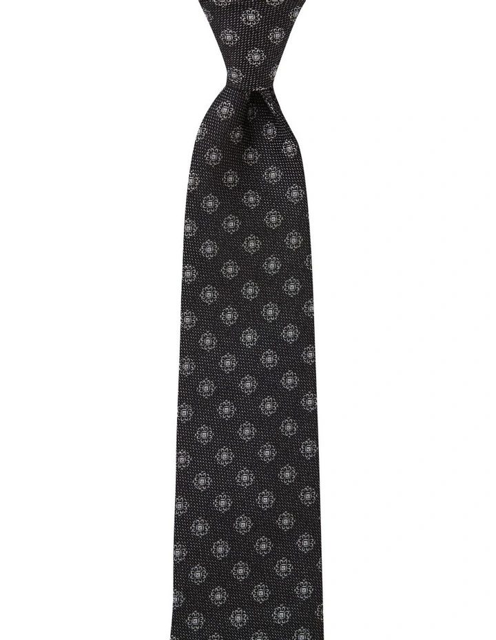 Neat Foulard Silk Tie in Charcoal image 1