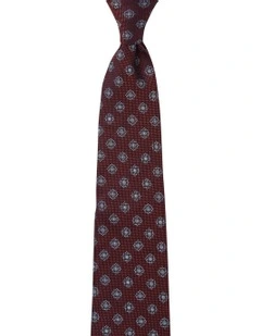 Neat Foulard Silk Tie in Terracotta