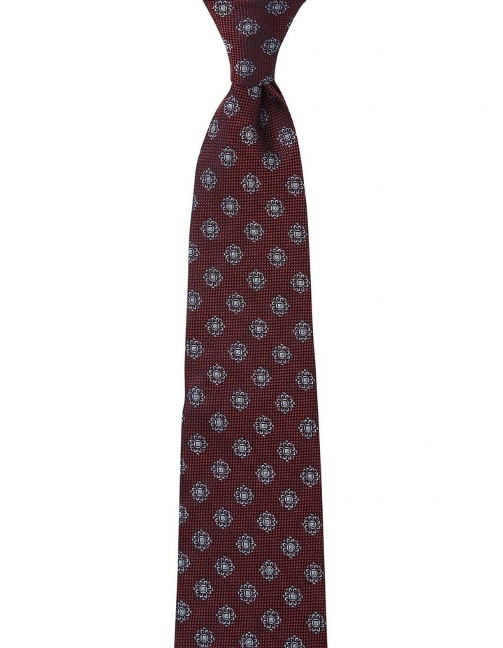 Neat Foulard Silk Tie in Terracotta image 1