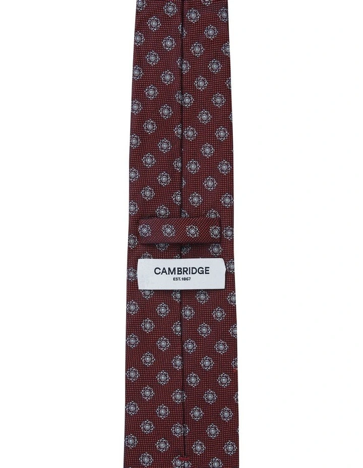 Neat Foulard Silk Tie in Terracotta image 2