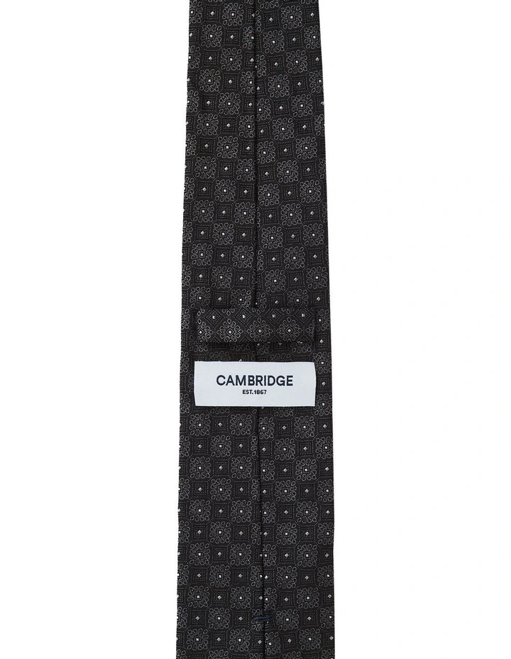 Checker Foulard Silk 7.5cm Tie In Black image 2