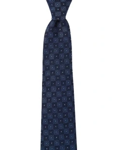 Checker Foulard Silk 7.5cm Tie In Blue