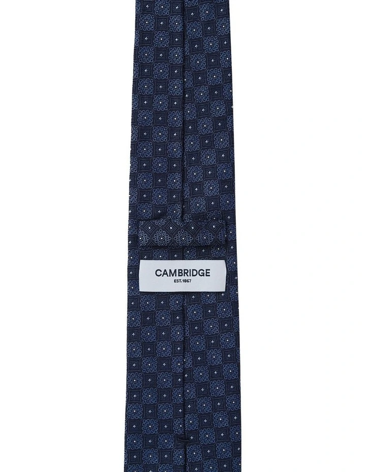 Checker Foulard Silk 7.5cm Tie In Blue image 2