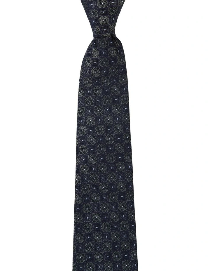 Checker Foulard Silk 7.5cm Tie In Jade image 1