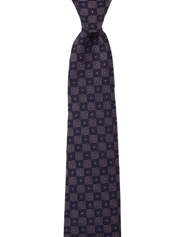 Checker Foulard Silk 7.5cm Tie In Pink image 1