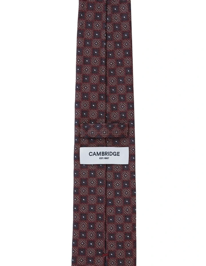 Checker Foulard Silk 7.5cm Tie In Terracotta image 2
