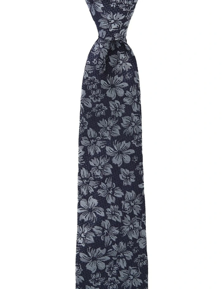 Flora Silk Tie in Denim image 1