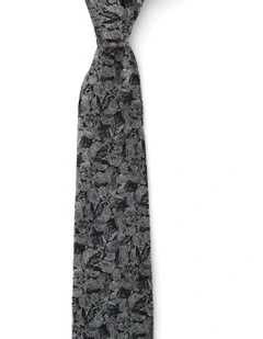 Leaves Silk Tie In Pewter