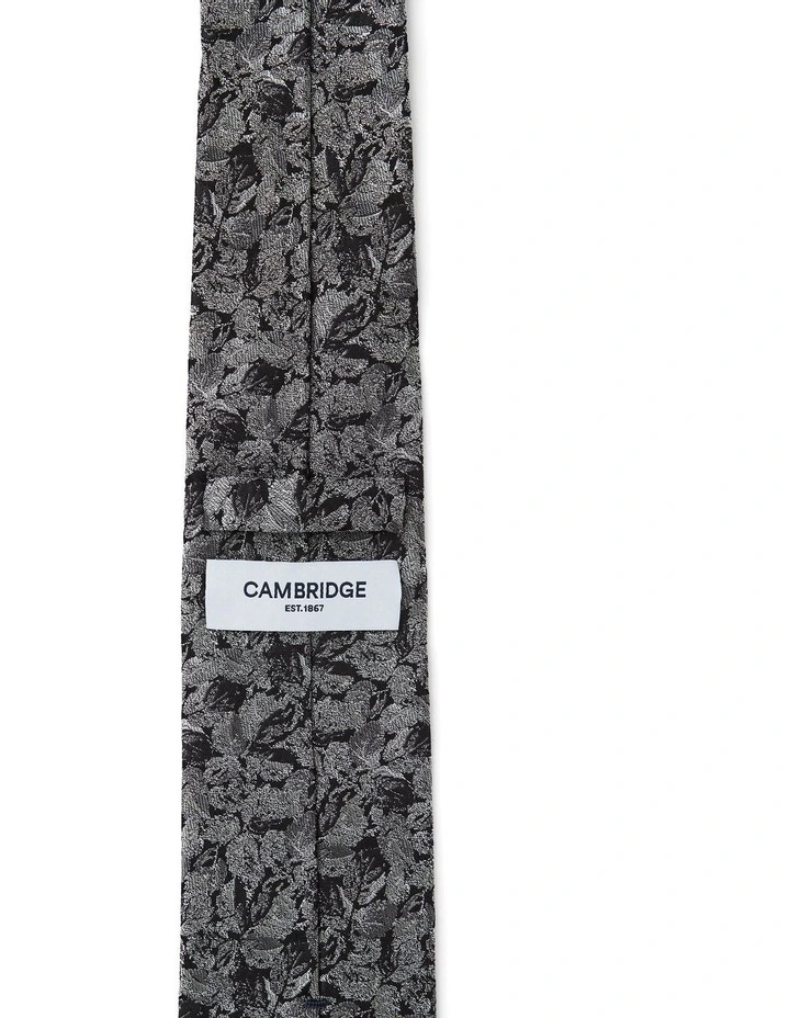 Leaves Silk Tie In Pewter image 2