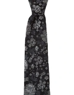 Floral Silk Tie In Black