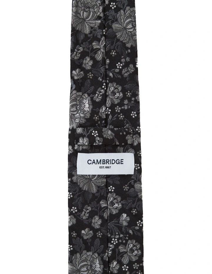 Floral Silk Tie In Black image 2