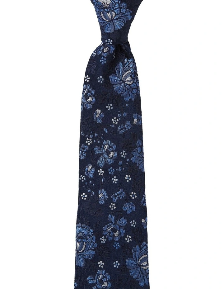 Floral Silk Tie In Blue image 1