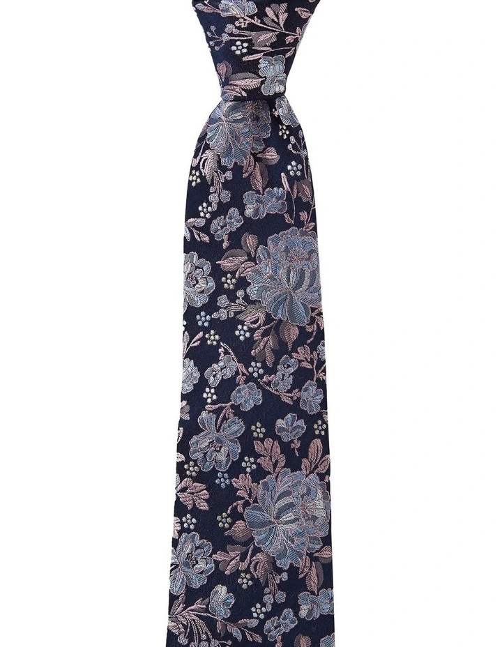 Floral Silk Tie In Pink image 1