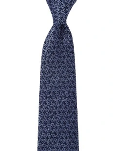 Micro Floral Silk Tie In Blue