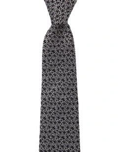 Micro Floral Silk Tie In Pewter