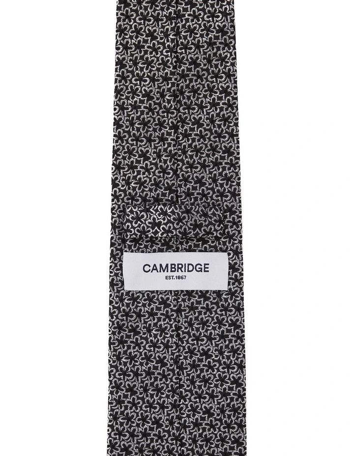 Micro Floral Silk Tie In Pewter image 2
