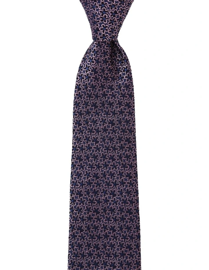 Micro Floral Silk Tie In Pink image 1