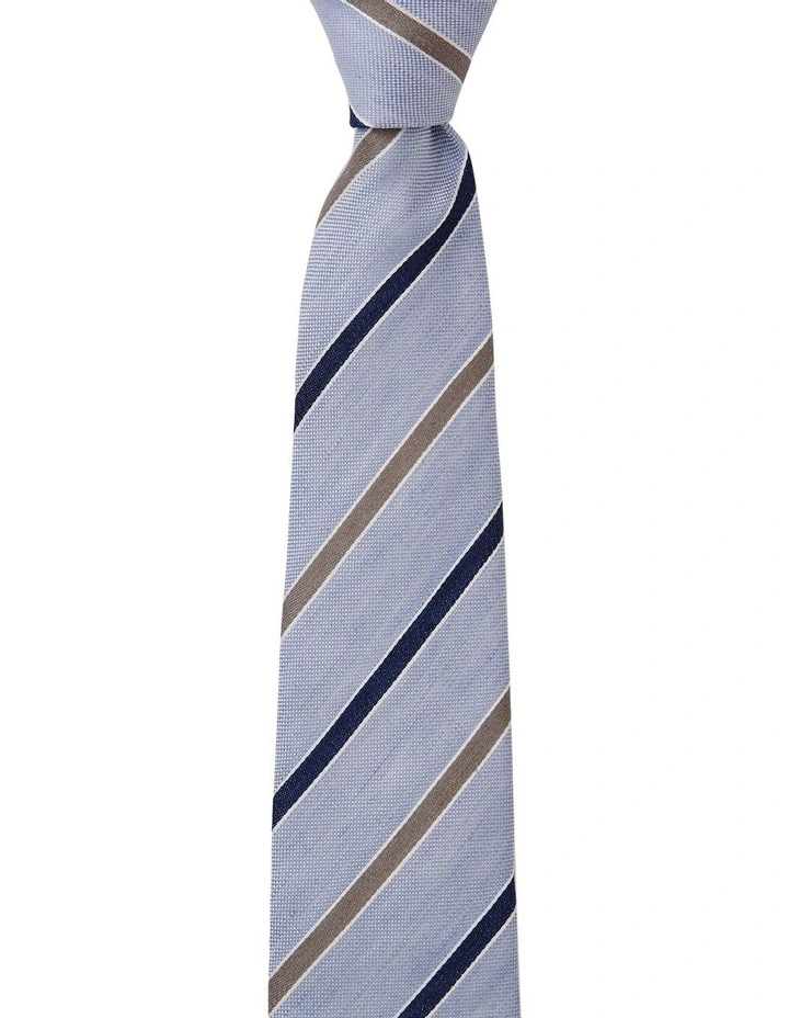 Stripe Linen & Silk Tie In Sky image 1