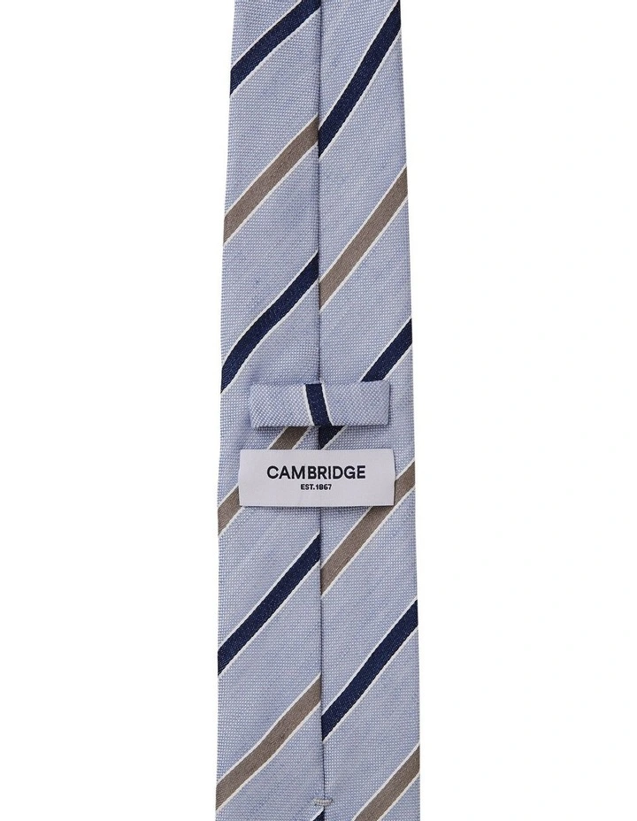 Stripe Linen & Silk Tie In Sky image 2