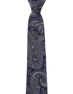Textured Paisley Silk Tie In Blue
