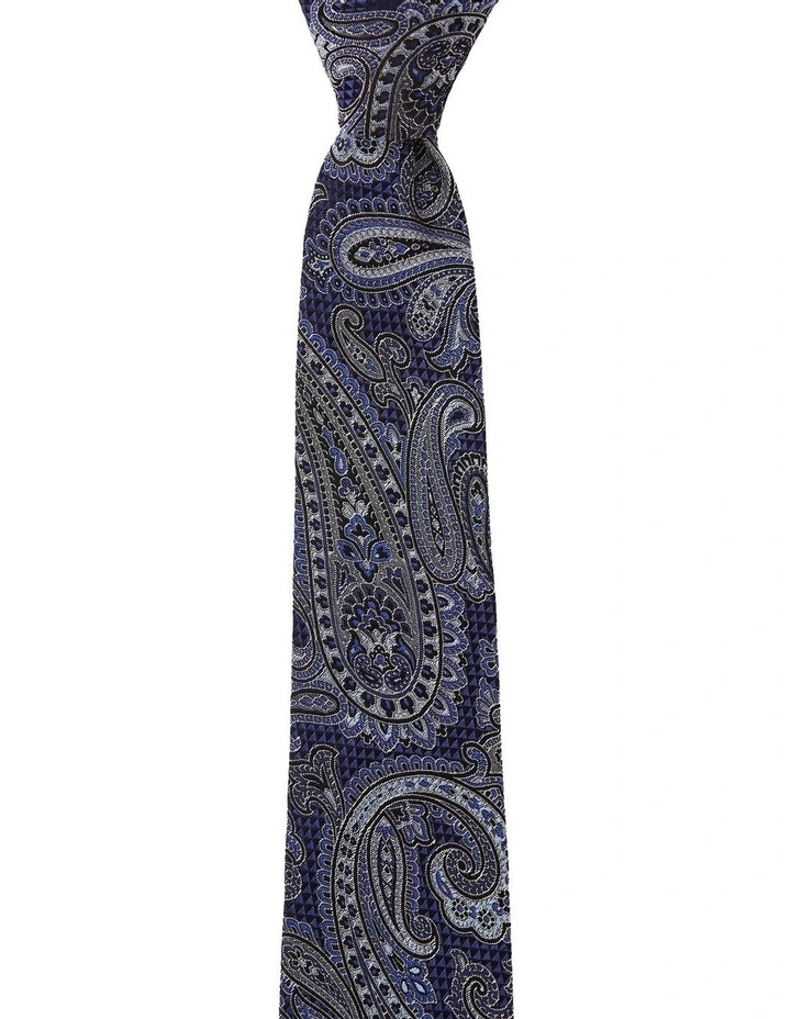 Textured Paisley Silk Tie In Blue image 1