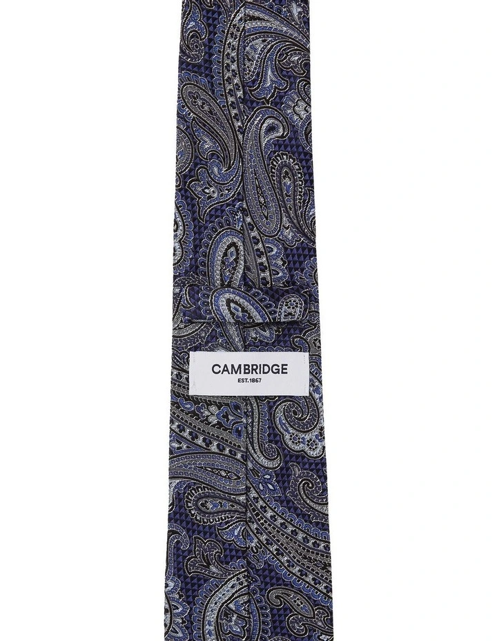 Textured Paisley Silk Tie In Blue image 2