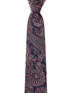 Textured Paisley Silk Tie In Pink