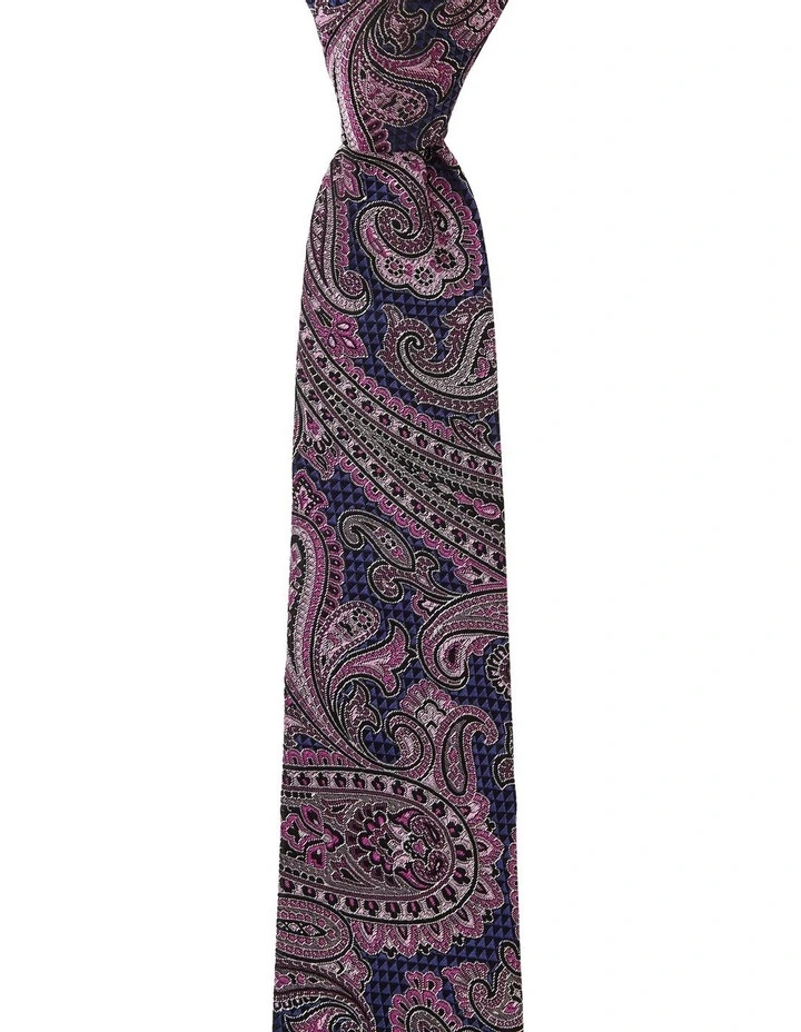 Textured Paisley Silk Tie In Pink image 1