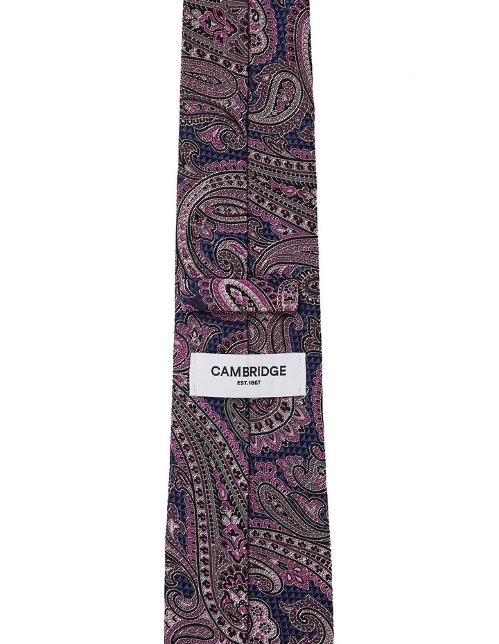 Textured Paisley Silk Tie In Pink image 2
