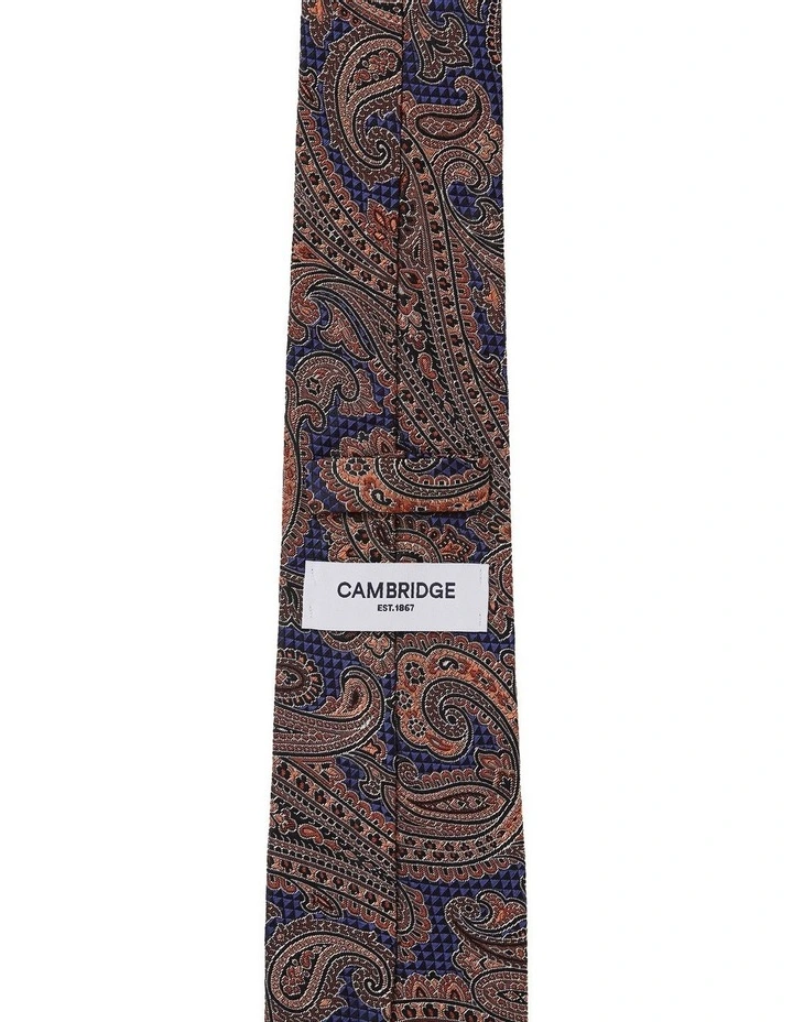 Textured Paisley Silk Tie In Rust image 2