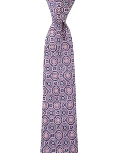 Geo Foulard Silk Tie In Pink