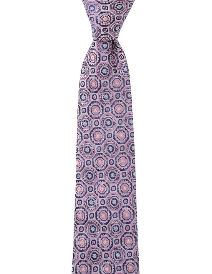 Geo Foulard Silk Tie In Pink image 1