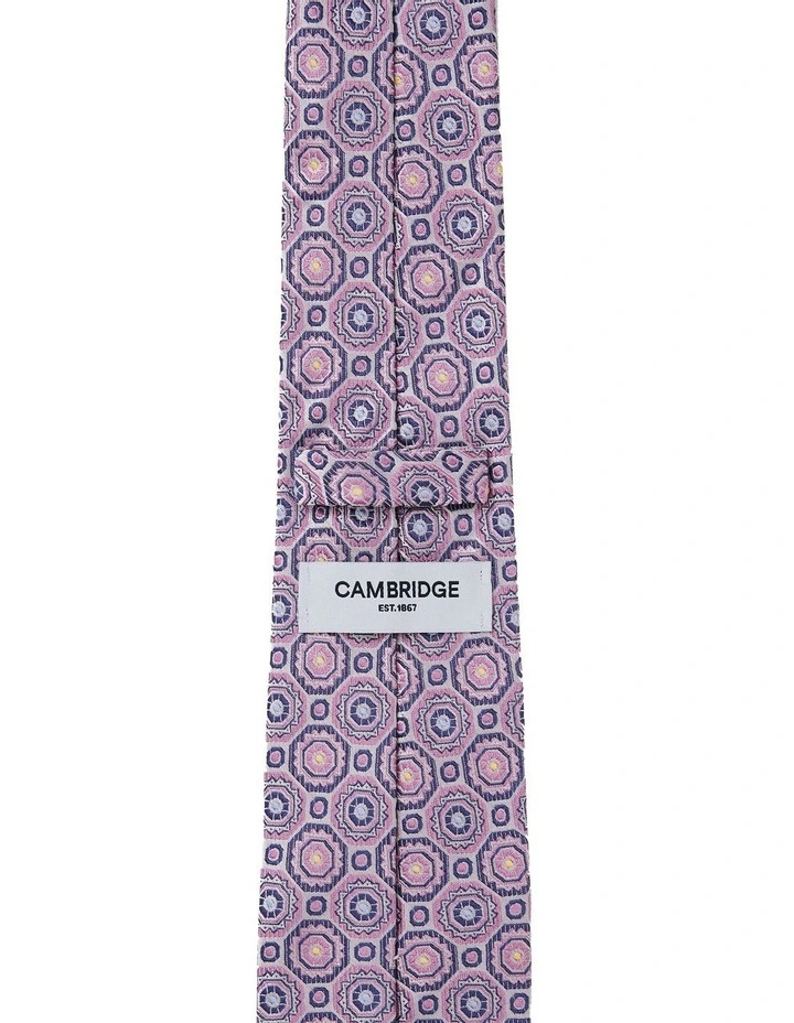 Geo Foulard Silk Tie In Pink image 2