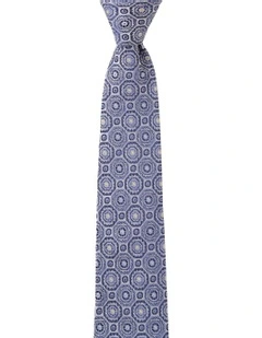 Geo Foulard Silk Tie In Sky