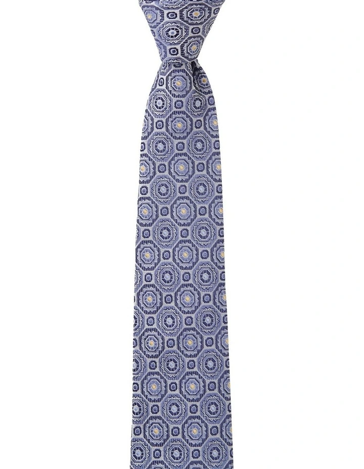Geo Foulard Silk Tie In Sky image 1