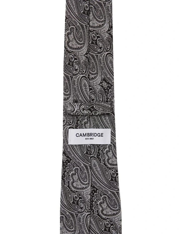 Matte Paisley Silk Tie In Grey image 2