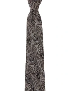Matte Paisley Silk Tie In Taupe