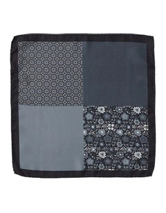 Floral 4-Way Silk Pocket Square In Black
