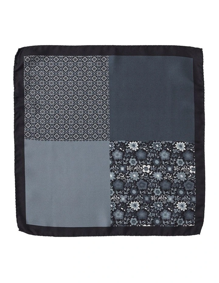 Floral 4-Way Silk Pocket Square In Black image 1