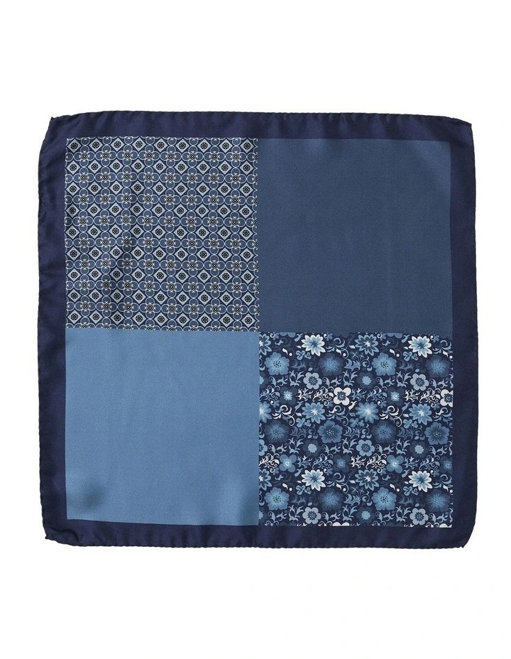 Floral 4-Way Silk Pocket Square In Blue image 1