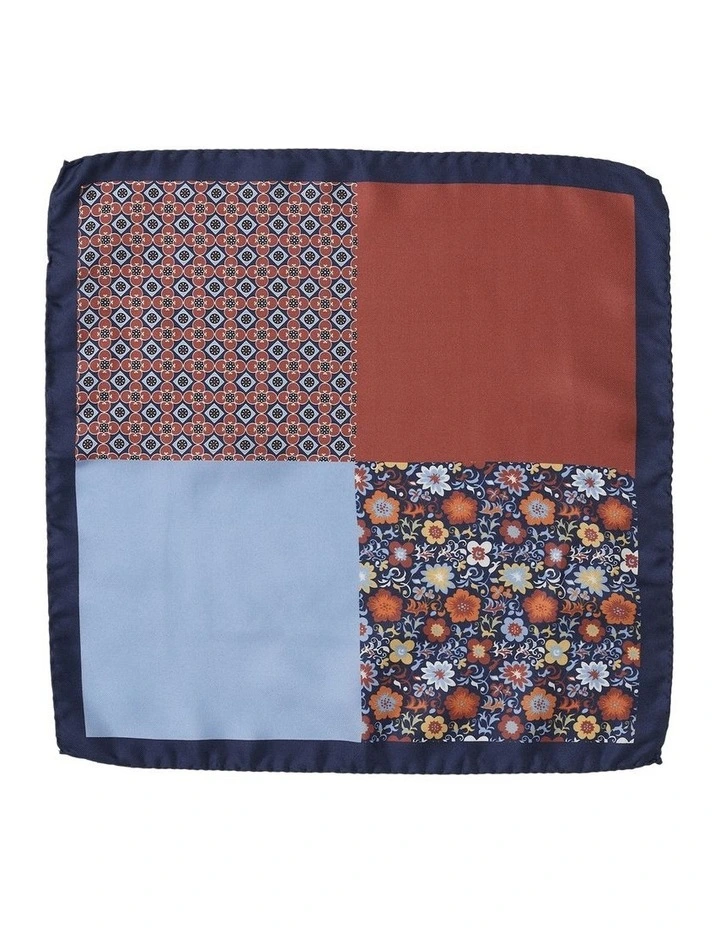Floral 4-Way Silk Pocket Square In Orange image 1
