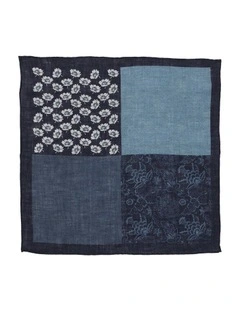 Linen 4-Way Pocket SquareIn Denim